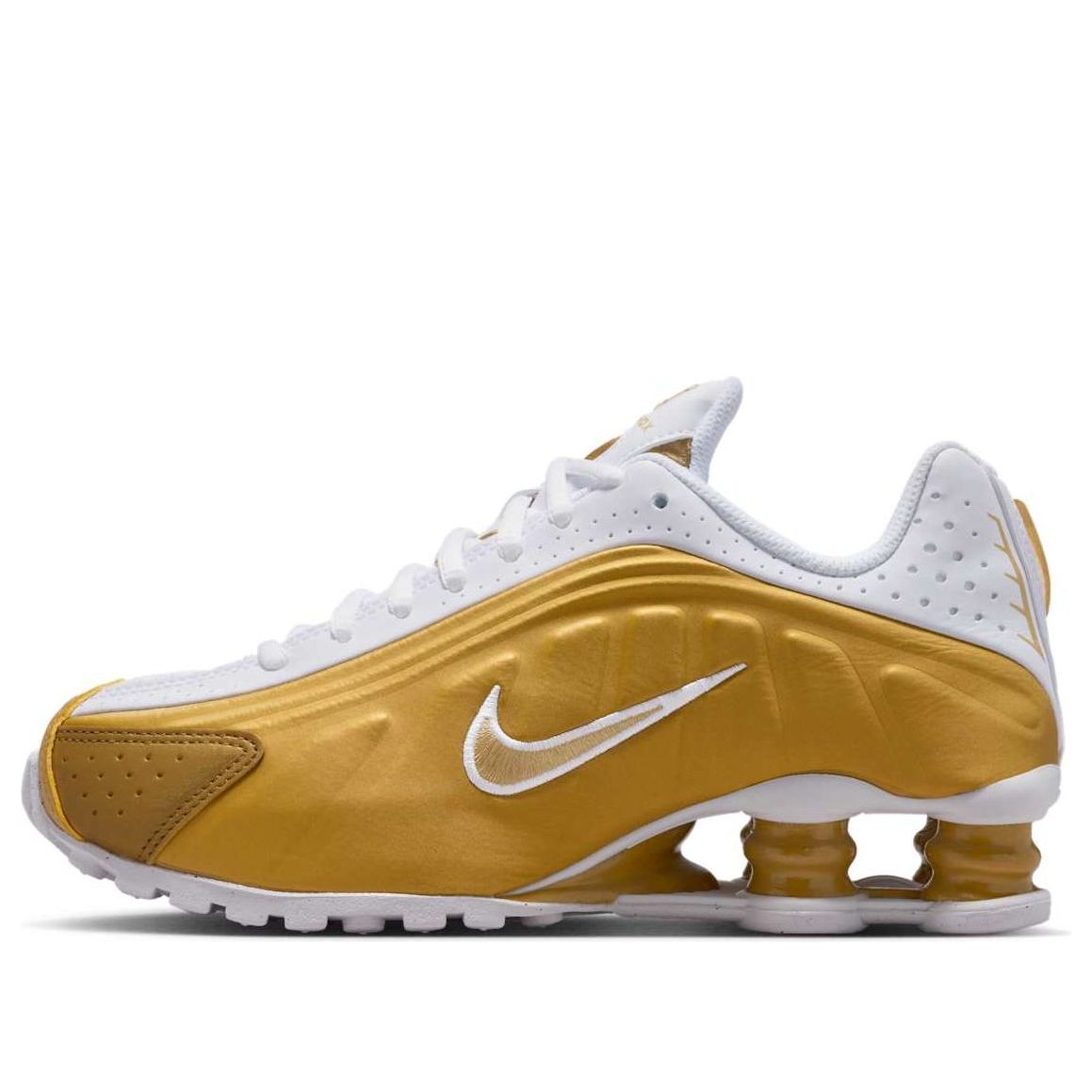 Кроссовки (GS) Nike Shox R4 'Metallic Gold White'
Кроссовки (GS) Nike Shox R4 'Metallic Gold White'
