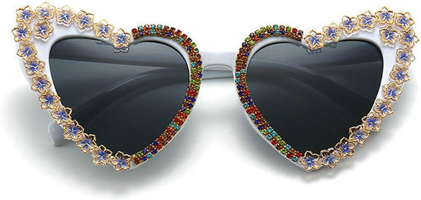 COTIA Уникальные изысканные сверкающие солнцезащитные очки с бриллиантами в форме сердца и цветов, женские, персиковые, с сердечками, модные солнцезащитные очки с блестками, White Frame Colorful Diamond
COTIA Уникальные изысканные сверкающие солнцезащитные очки с бриллиантами в форме сердца и цветов, женские, персиковые, с сердечками, модные солнцезащитные очки с блестками, White Frame Colorful Diamond