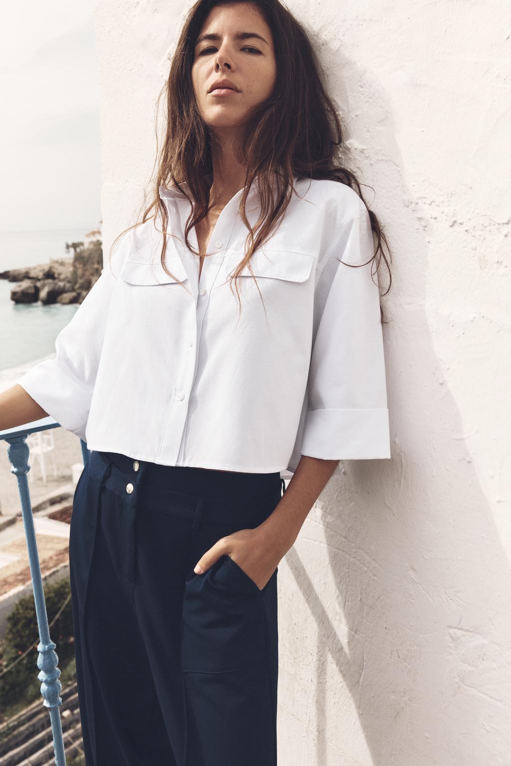 Короткая оксфордская рубашка ZARA, белый
Короткая оксфордская рубашка ZARA, белый