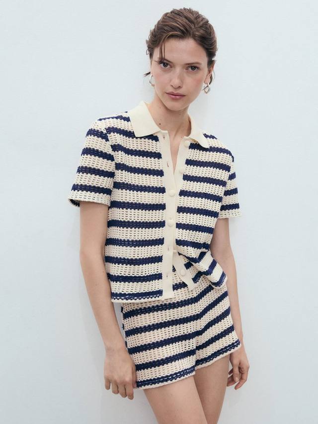 Шорты Miffy из хлопкового микса с полосками и вязаным узором Mango
Шорты Miffy из хлопкового микса с полосками и вязаным узором Mango