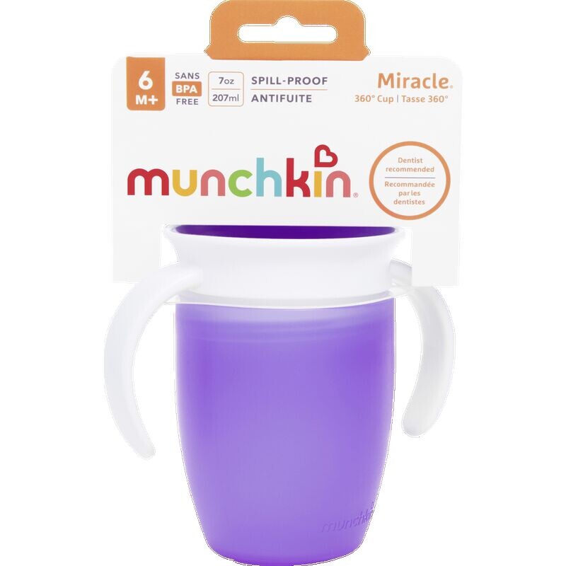 Чашка-поильник с ручками, 360°, фиолетовая, 207 мл Munchkin, 1 шт.
Чашка-поильник с ручками, 360°, фиолетовая, 207 мл Munchkin, 1 шт.