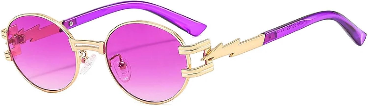 Солнцезащитные очки для женщин и мужчин в стиле хип-хоп, с молниеносным дизайном, декоративные, ретро, овальные, модные, для улицы, с защитой от УФ-излучения UV400 TKKTLLT, Gold Purple
Солнцезащитные очки для женщин и мужчин в стиле хип-хоп, с молниеносным дизайном, декоративные, ретро, овальные, модные, для улицы, с защитой от УФ-излучения UV400 TKKTLLT, Gold Purple