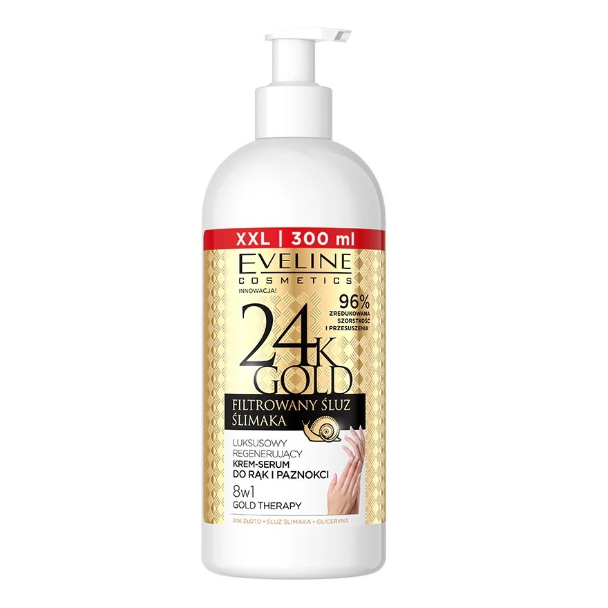 Eveline Cosmetics 24K Gold Luxurious Regenerating Hand Cream-Serum 300 мл
Eveline Cosmetics 24K Gold Luxurious Regenerating Hand Cream-Serum 300 мл