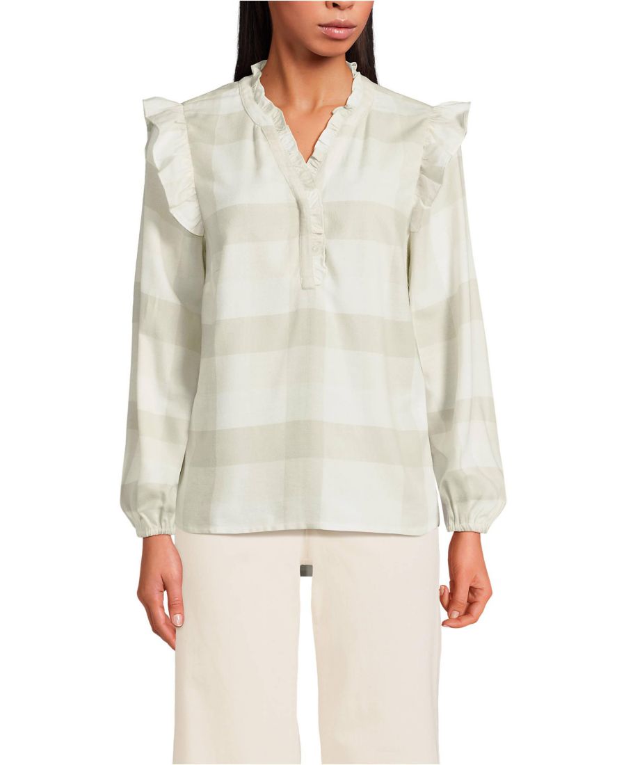 Женская фланелевая блузка-рубашка с оборками спереди Lands' End, Ivory/portobello check
Женская фланелевая блузка-рубашка с оборками спереди Lands' End, Ivory/portobello check