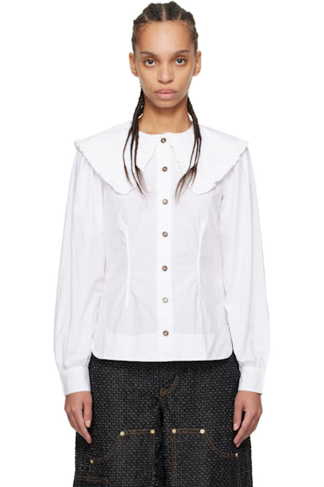 Белая рубашка из поплина с воротником-оборкой GANNI
Белая рубашка из поплина с воротником-оборкой GANNI