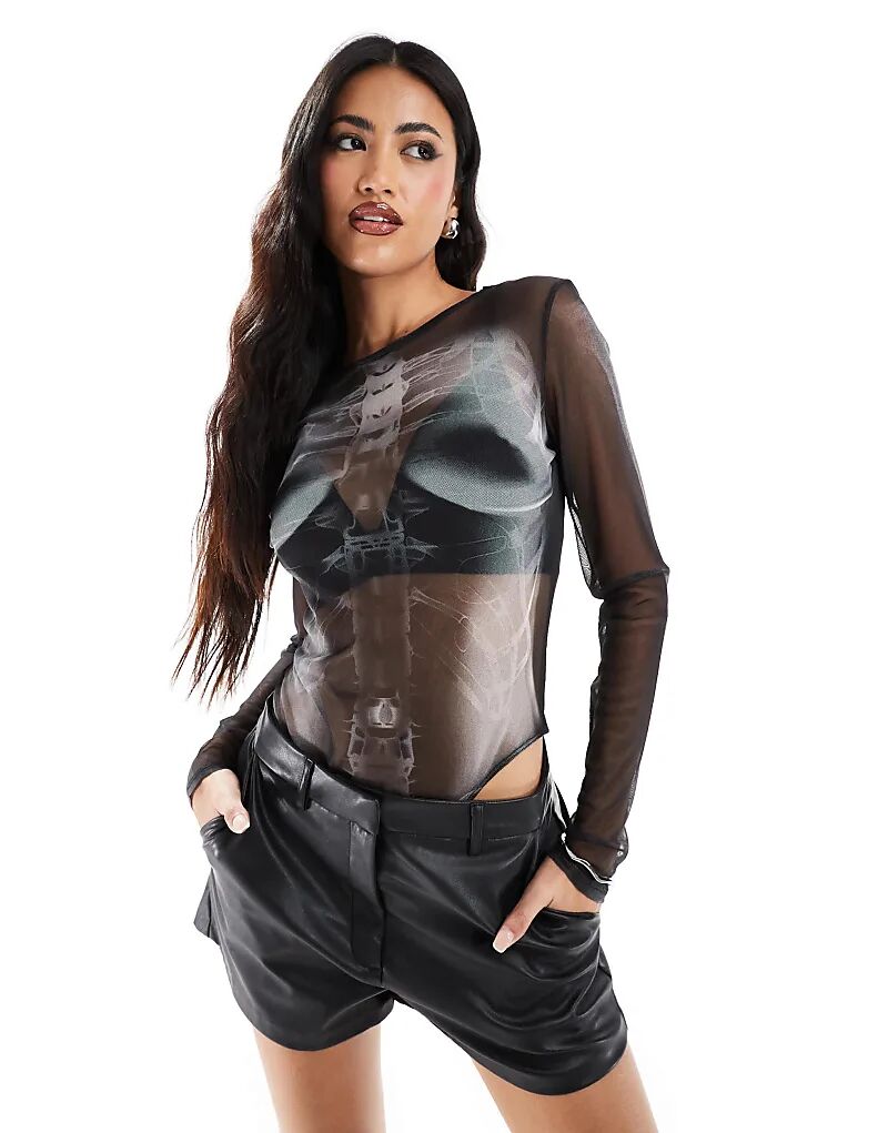 Боди из сетки с длинными рукавами и принтом скелета ASOS DESIGN
Боди из сетки с длинными рукавами и принтом скелета ASOS DESIGN