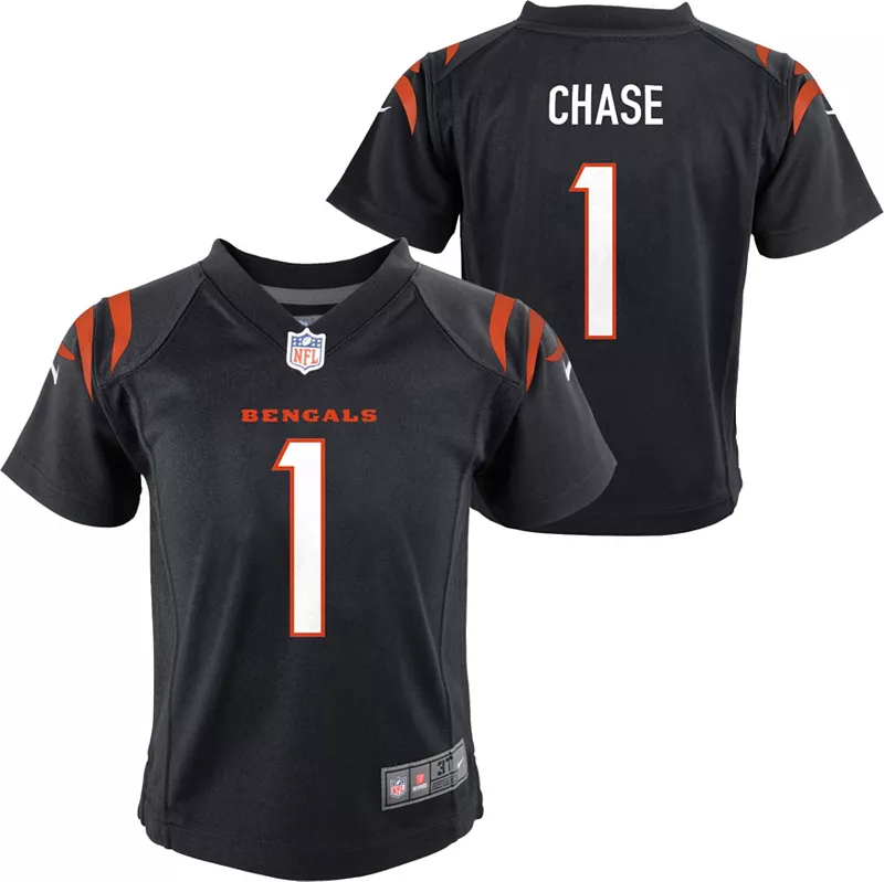 Черная игровая майка Nike Little Kids Cincinnati Bengals Ja'Marr Chase #1
Черная игровая майка Nike Little Kids Cincinnati Bengals Ja'Marr Chase #1