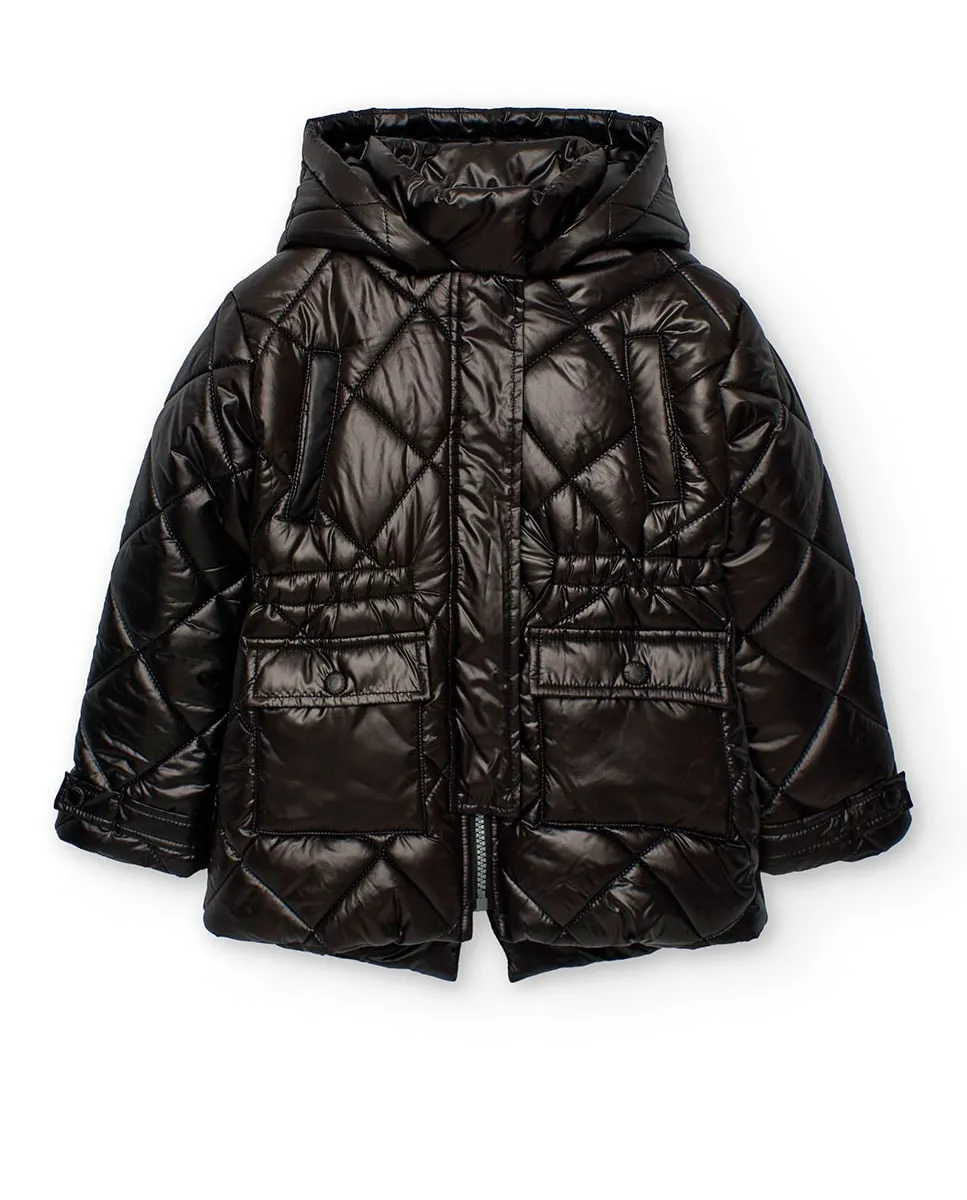 Детская парка без узоров с внешними карманами и капюшоном Boboli, черный
Детская парка без узоров с внешними карманами и капюшоном Boboli, черный