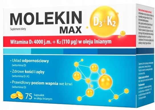 Molekin, D3+k2 Max Витамин D K в льняном масле, x75 Zdrovit
Molekin, D3+k2 Max Витамин D K в льняном масле, x75 Zdrovit