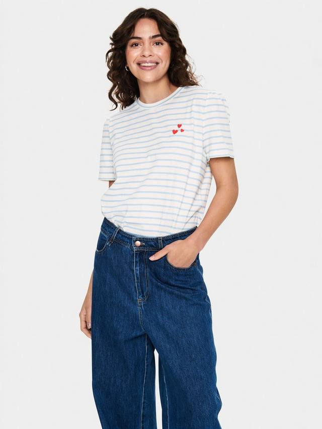 Футболка jucia в полоску с сердечками Saint Tropez, синий/белый 
Футболка jucia в полоску с сердечками Saint Tropez, синий/белый