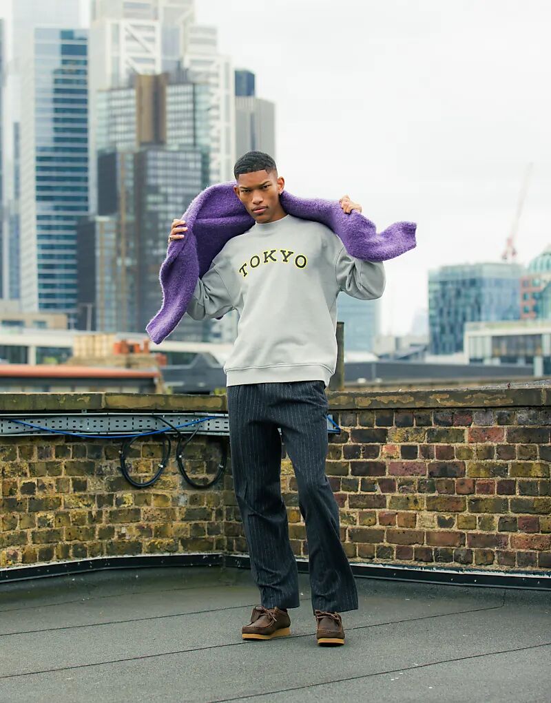 Толстовка свободного кроя с аппликацией «Токио» серого меланжевого цвета Topman
Толстовка свободного кроя с аппликацией «Токио» серого меланжевого цвета Topman