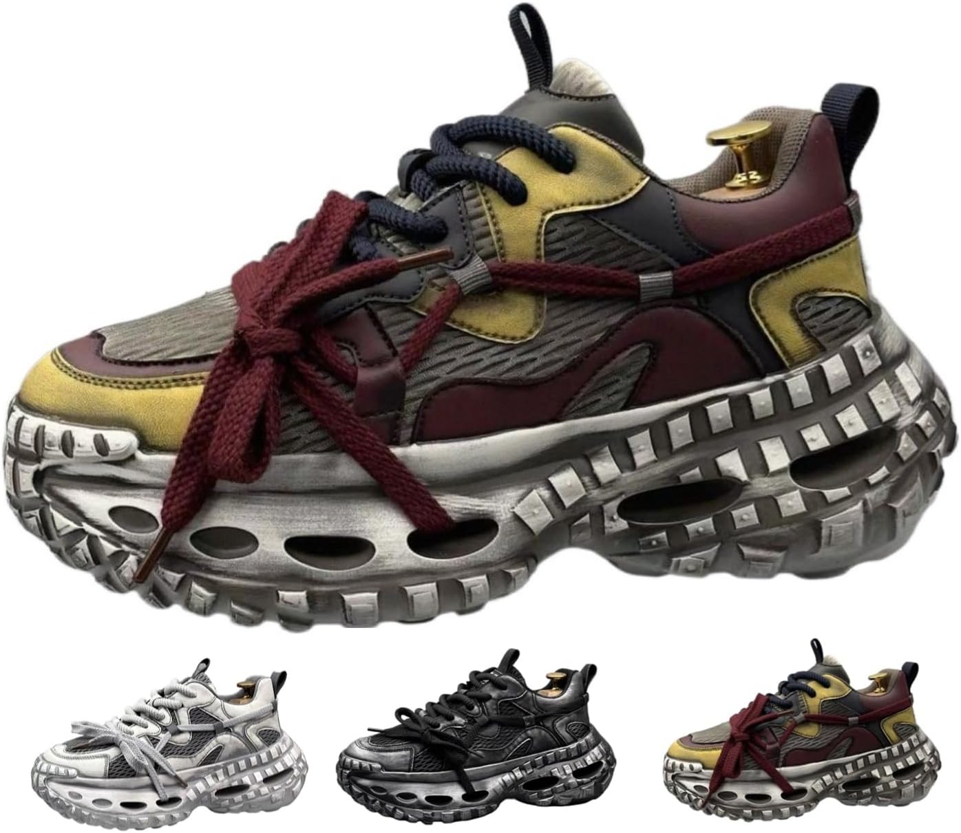 Мужские модные платформенные кроссовки ретро Y2K с массивной подошвой, дышащей сеткой, повседневные обувь для ходьбы в стиле «папа» Macefil, черный/красный
Мужские модные платформенные кроссовки ретро Y2K с массивной подошвой, дышащей сеткой, повседневные обувь для ходьбы в стиле «папа» Macefil, черный/красный