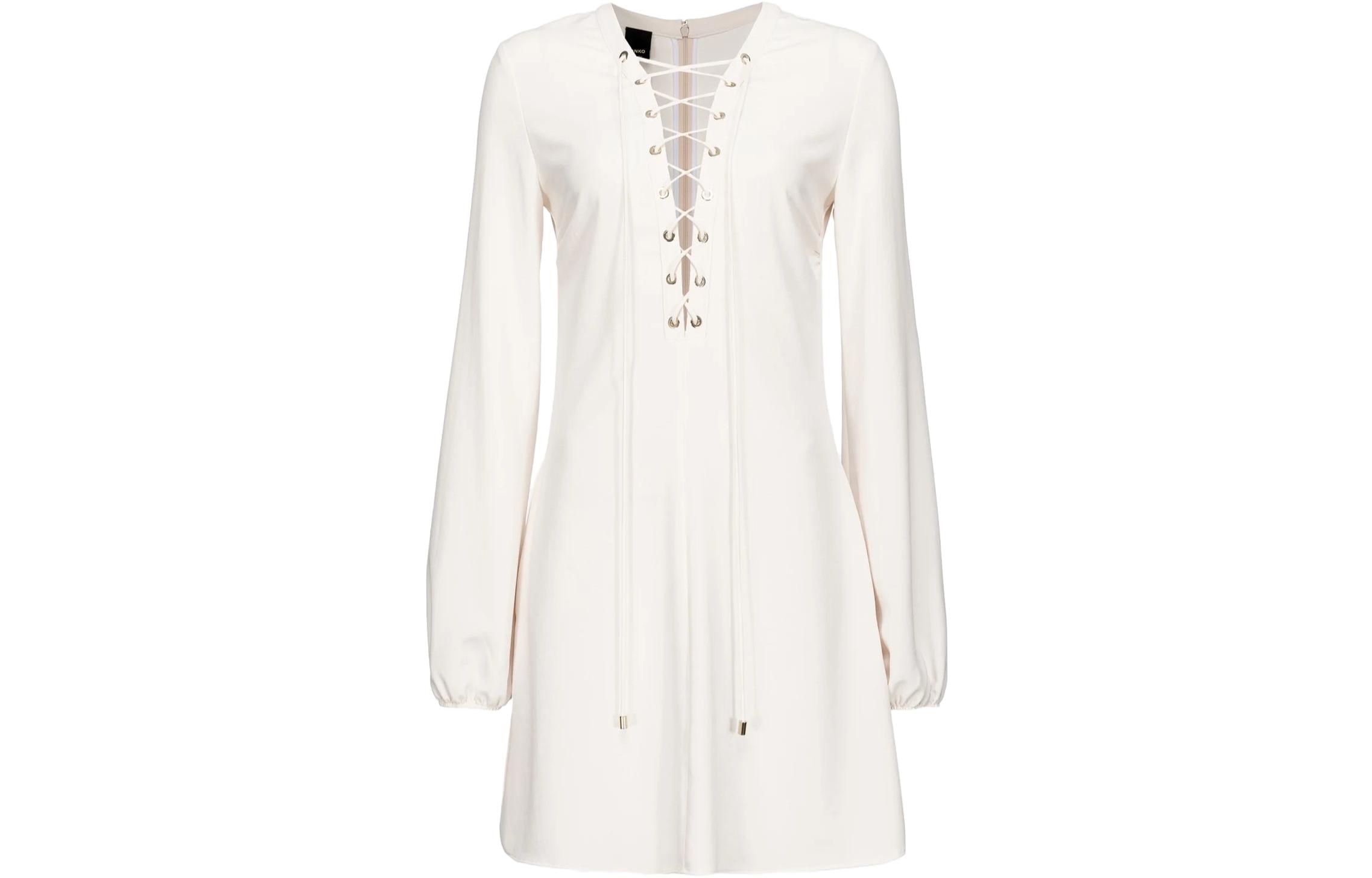 Длинное платье с длинными рукавами женское белое PINKO 
Длинное платье с длинными рукавами женское белое PINKO