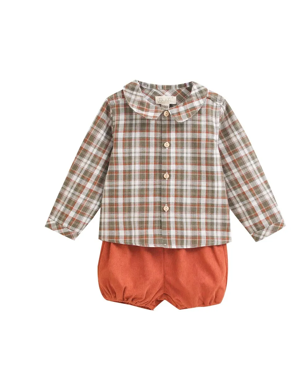 Набор для малыша клетчатая рубашка и шорты Dadati, коричневый/оранжевый
Набор для малыша клетчатая рубашка и шорты Dadati, коричневый/оранжевый