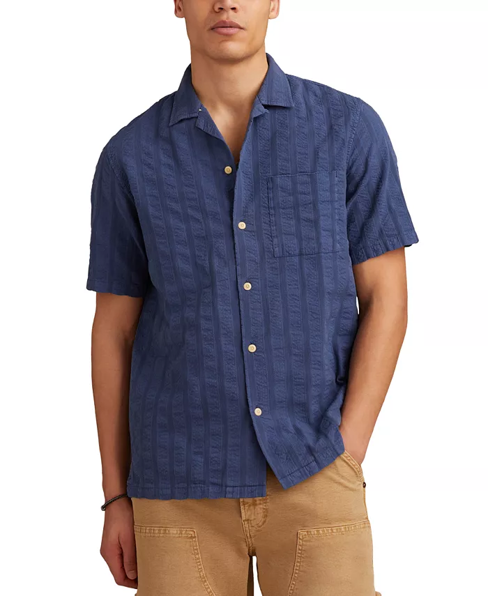 Мужская короткорукавная рубашка-кемпер из пике с пуговицами спереди Lucky Brand, синий
Мужская короткорукавная рубашка-кемпер из пике с пуговицами спереди Lucky Brand, синий