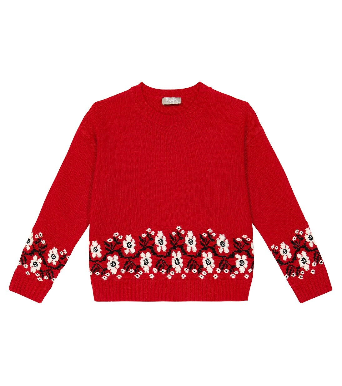 Свитер из натуральной шерсти интарсии Il Gufo, красный 
Свитер из натуральной шерсти интарсии Il Gufo, красный