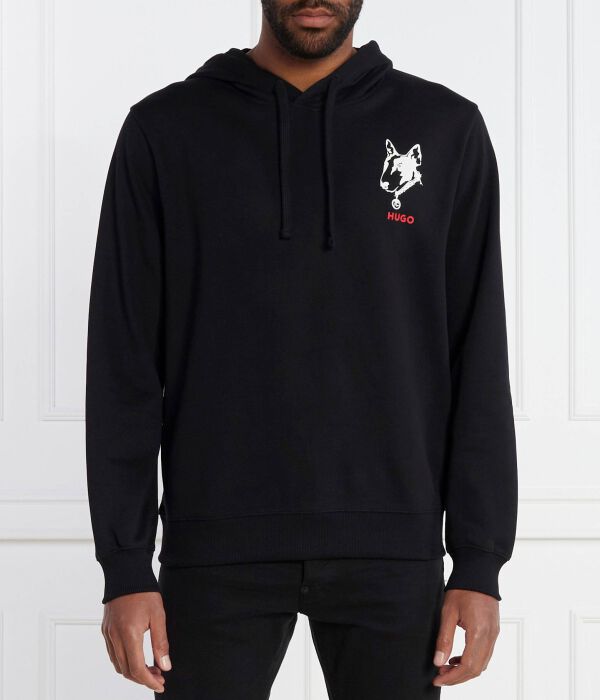 Толстовка мужская Hugo с принтом собаки, черный 
Толстовка мужская Hugo с принтом собаки, черный