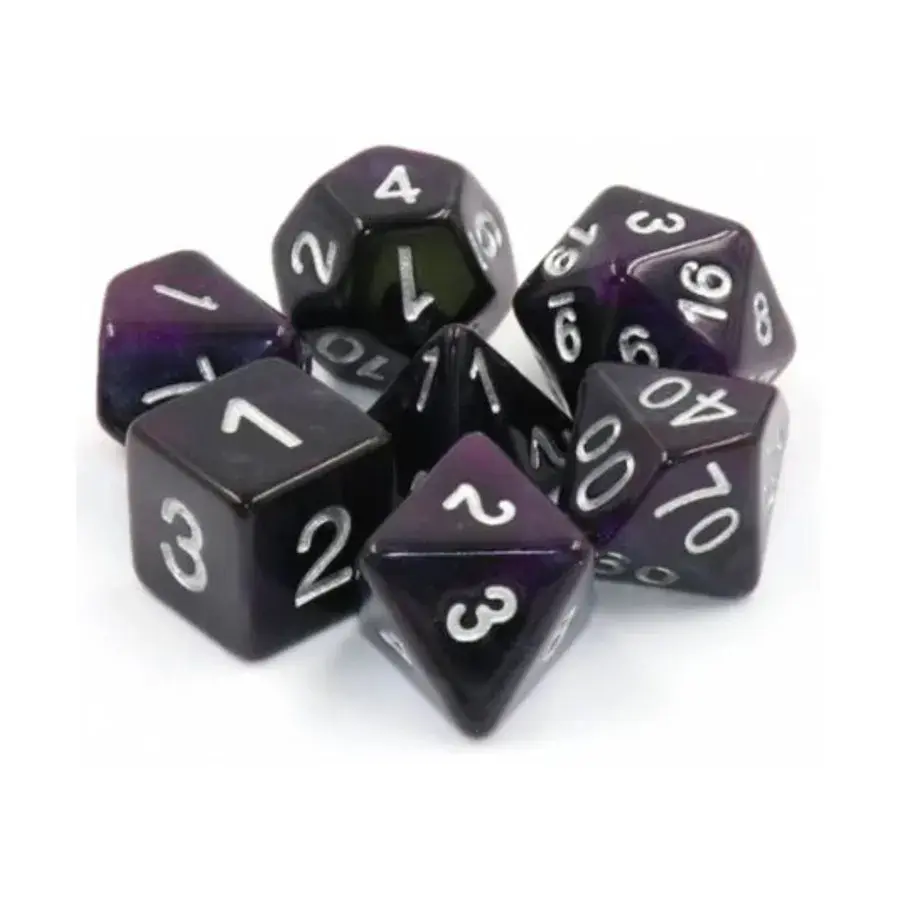 Набор Poly — фиолетовые сумерки с серебром (7), Dice Sets - Resin/Acrylic - Blue, Green, & Purple (Foam Brain Games)
Набор Poly — фиолетовые сумерки с серебром (7), Dice Sets - Resin/Acrylic - Blue, Green, & Purple (Foam Brain Games)