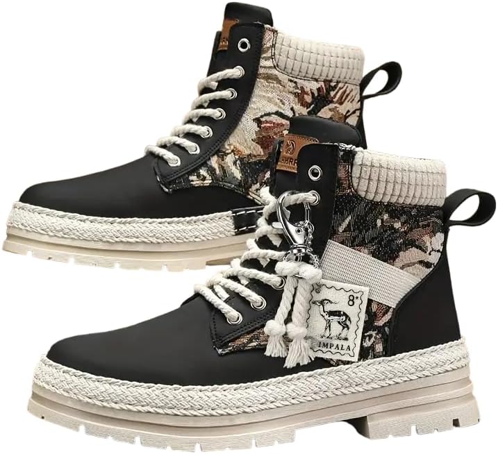 Мужские высокие кеды повседневного стиля - модные всесезонные ботинки на шнуровке с меховым воротником и боковой молнией, прочные для улицы и повседневной носки, высокие кеды Clolinde, черный
Мужские высокие кеды повседневного стиля - модные всесезонные ботинки на шнуровке с меховым воротником и боковой молнией, прочные для улицы и повседневной носки, высокие кеды Clolinde, черный