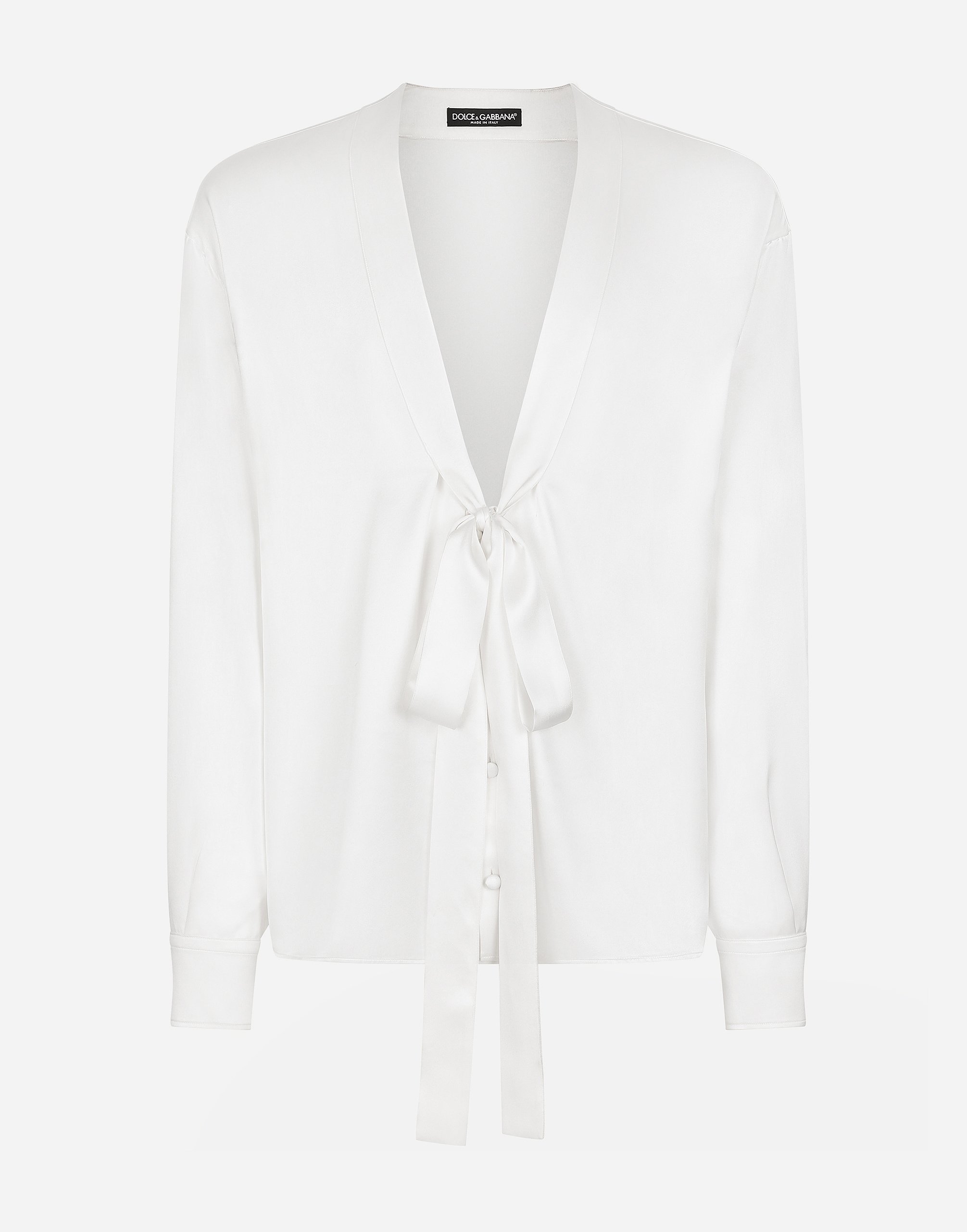 Шелковая рубашка с бантовой завязкой Dolce & Gabbana, белый
Шелковая рубашка с бантовой завязкой Dolce & Gabbana, белый