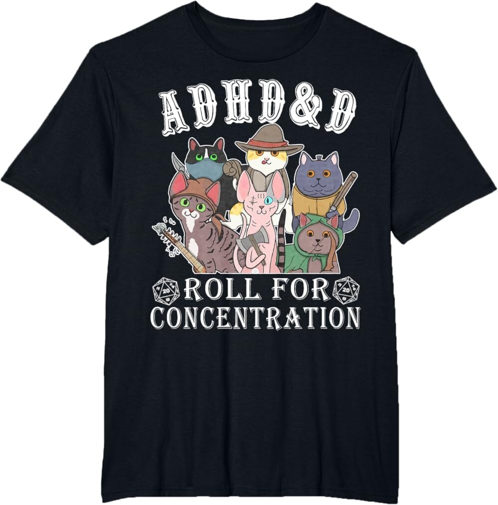 Мужская футболка Funny Tees Gamer RPG Apparel Cats RPG Gamer Roll For Concentration D20 Dice Nerdy, черный
Мужская футболка Funny Tees Gamer RPG Apparel Cats RPG Gamer Roll For Concentration D20 Dice Nerdy, черный
