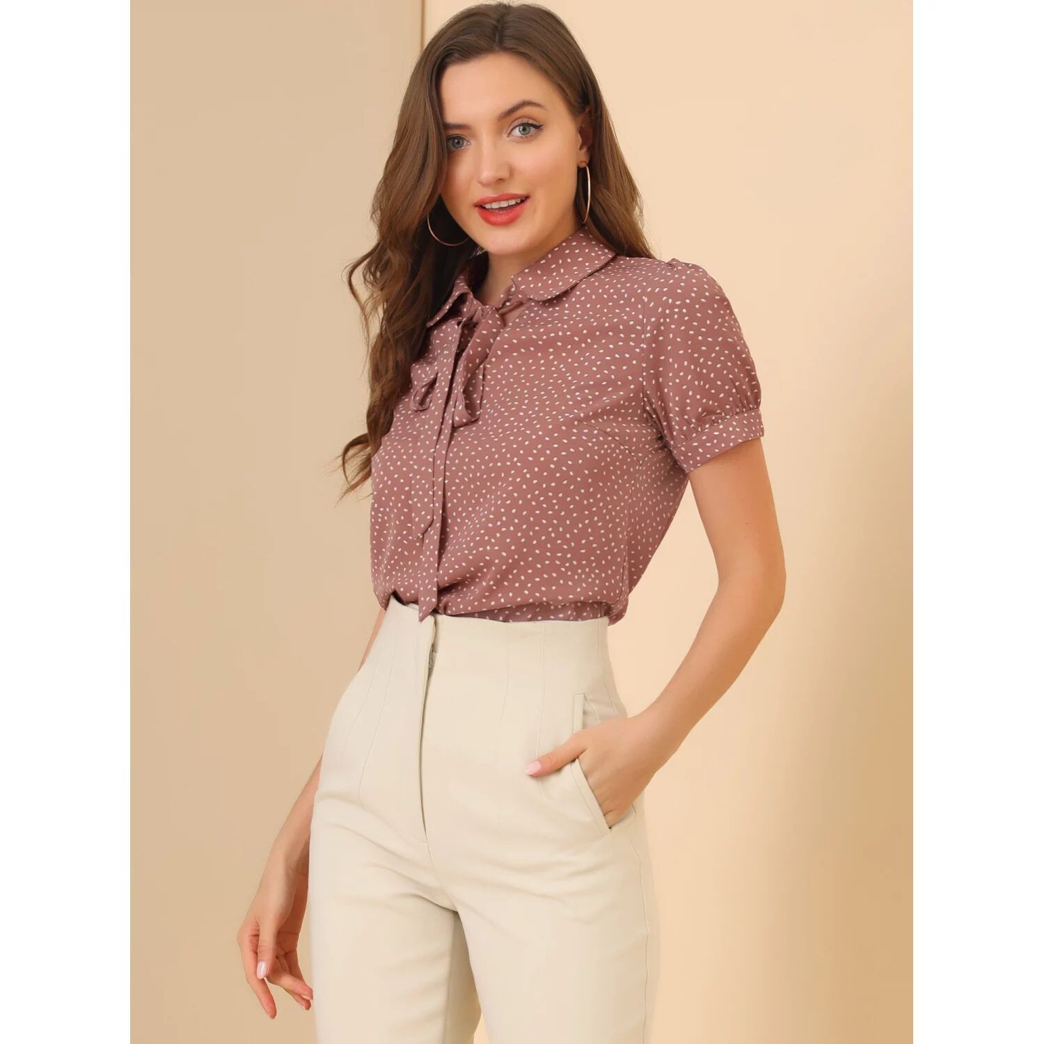 Женские блузки в горошек в стиле ретро с галстуком-бабочкой и воротником Питера Пэна, шифоновая блузка ALLEGRA K, красный
Женские блузки в горошек в стиле ретро с галстуком-бабочкой и воротником Питера Пэна, шифоновая блузка ALLEGRA K, красный