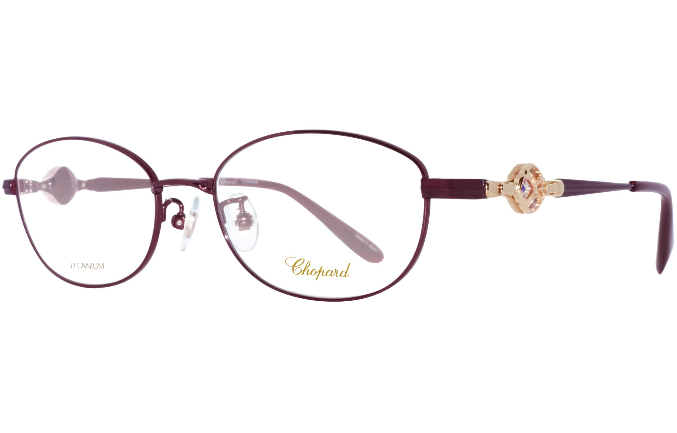 Chopard Овальная оправа для очков из чистого титана женская бордовая, VCHG17J0L70
