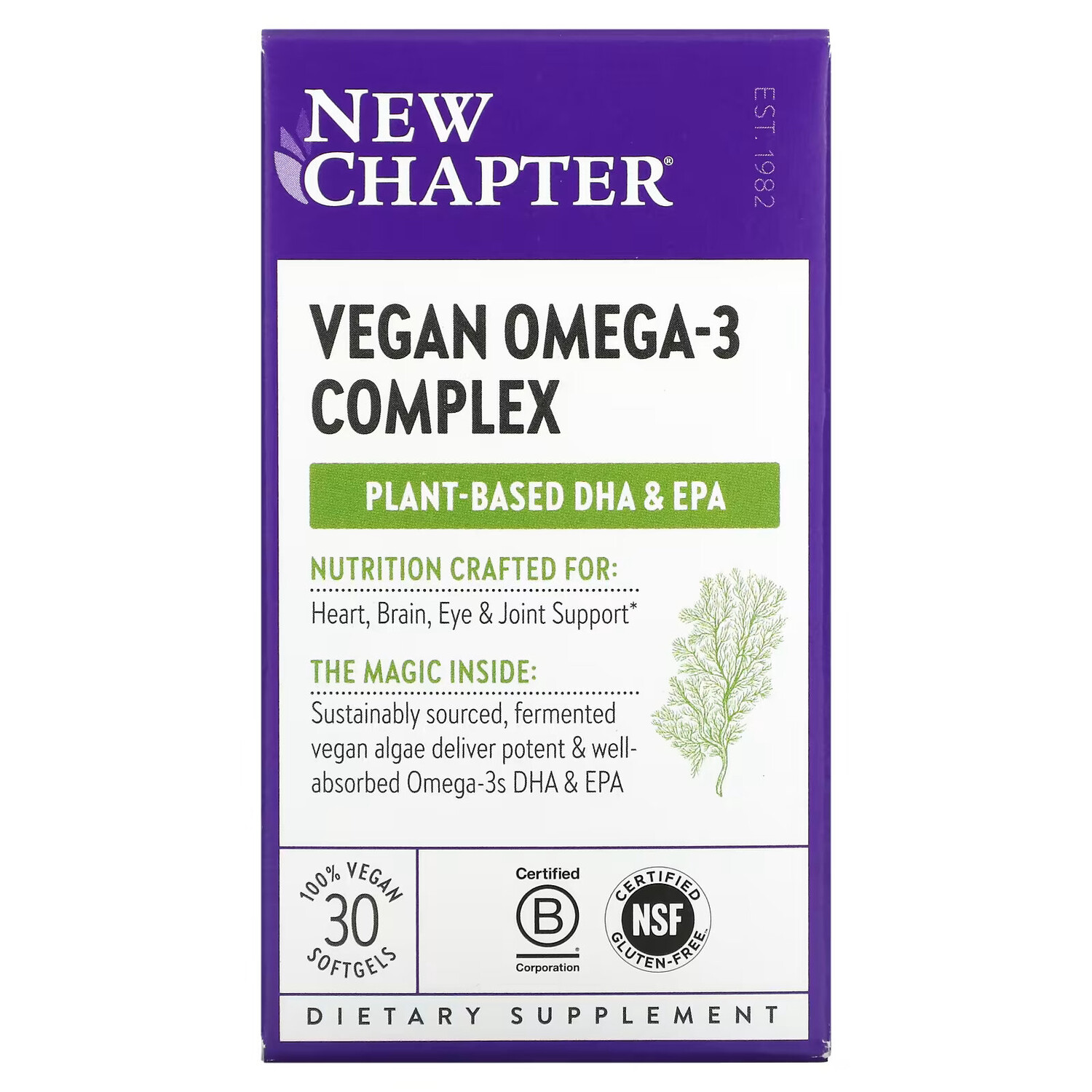 New Chapter, Vegan Omega-3, 30 веганских капсул
New Chapter, Vegan Omega-3, 30 веганских капсул