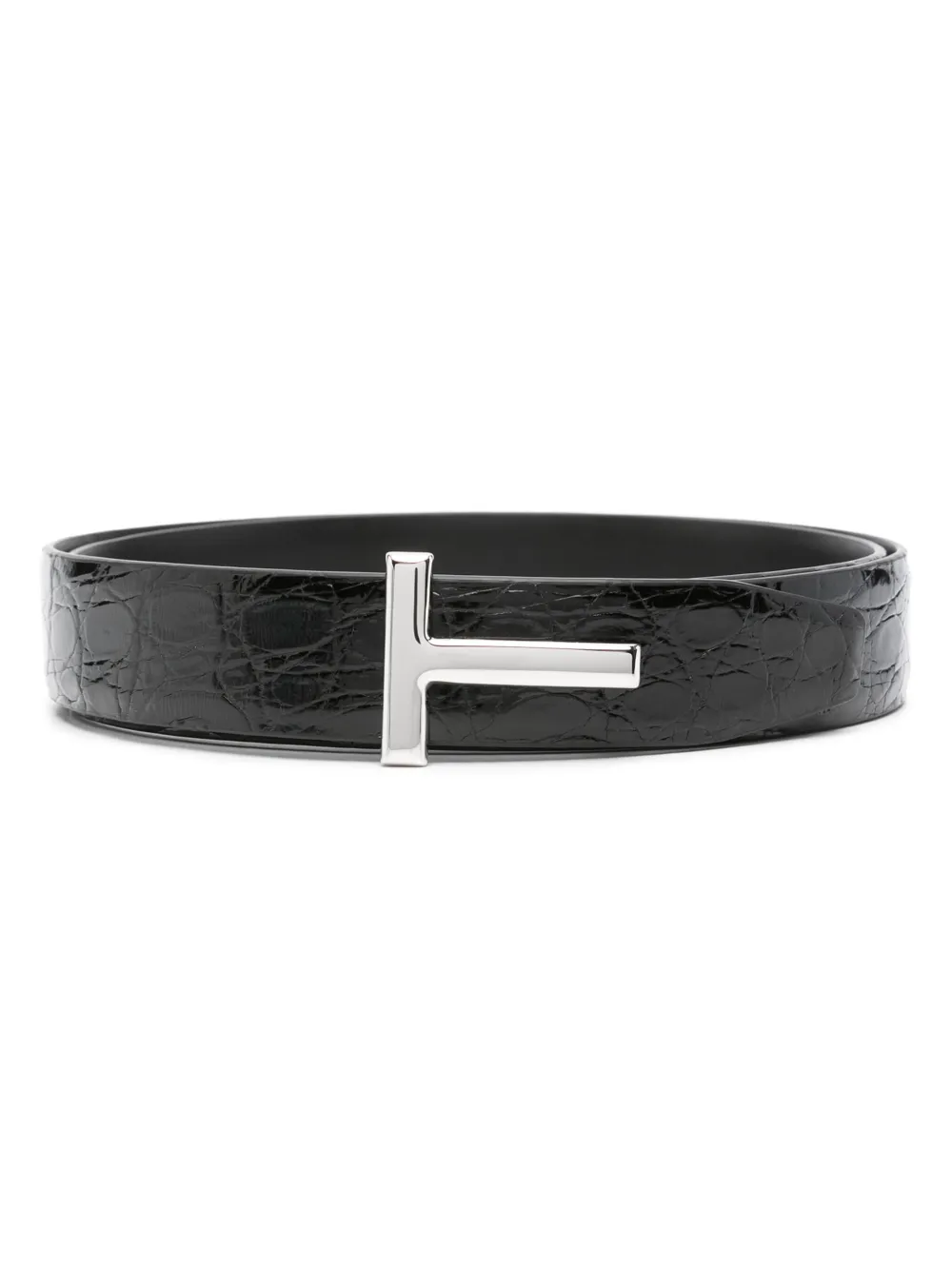 Ремень с тиснением под кожу крокодила TOM FORD, черный
Ремень с тиснением под кожу крокодила TOM FORD, черный