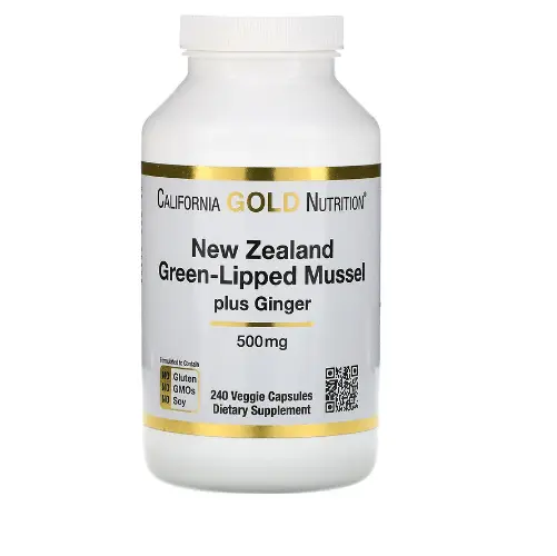 Новозеландская зеленогубая мидия и имбирь для здоровья суставов 500 мг 240 капсулCalifornia Gold Nutrition 
Новозеландская зеленогубая мидия и имбирь для здоровья суставов 500 мг 240 капсулCalifornia Gold Nutrition