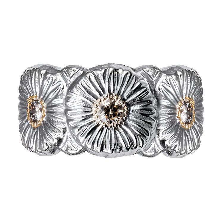 BUCCELLATI Кольцо Blossoms из стерлингового серебра с цветными бриллиантами, унисекс, серебристое