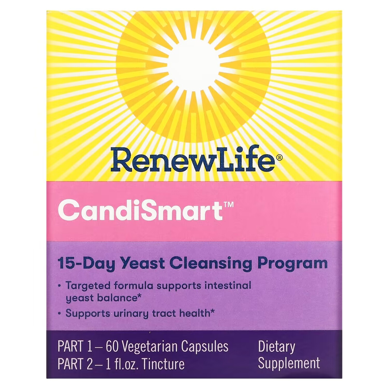 Renew Life CandiSmart 15-дневная программа очищения от дрожжей комплекс из 2 частей