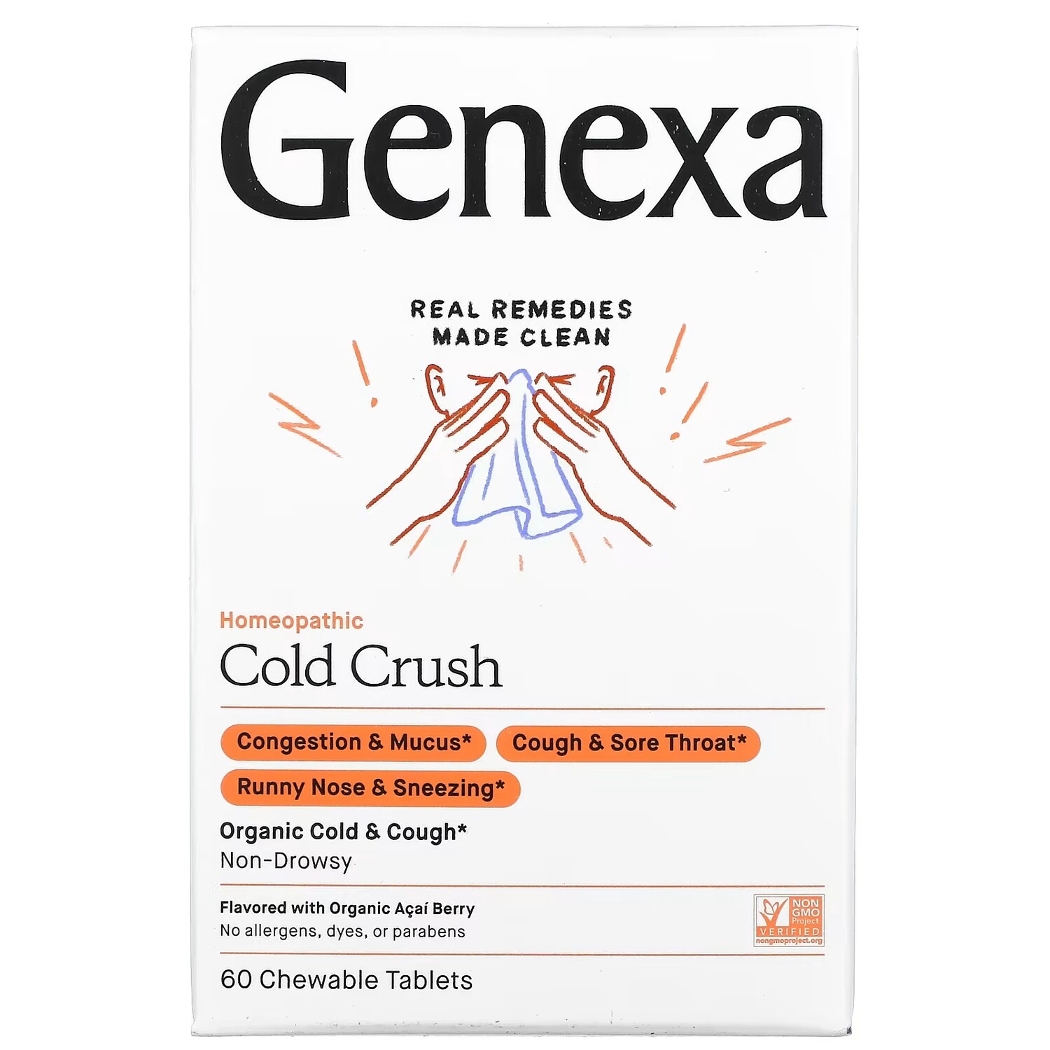 Средство от Простуды и Кашля Genexa Cold Crush, ягоды асаи, 60 жевательных таблеток
Средство от Простуды и Кашля Genexa Cold Crush, ягоды асаи, 60 жевательных таблеток