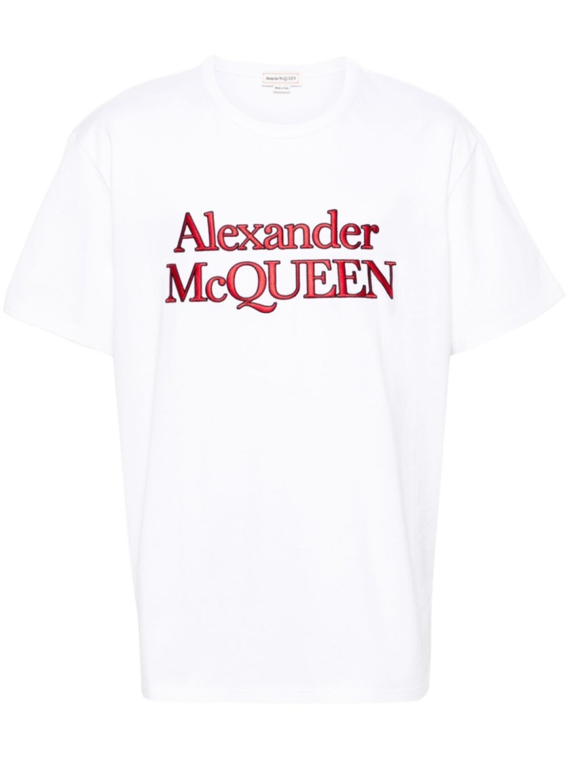 Хлопковая футболка с вышитым логотипом Alexander McQueen, белый
Хлопковая футболка с вышитым логотипом Alexander McQueen, белый