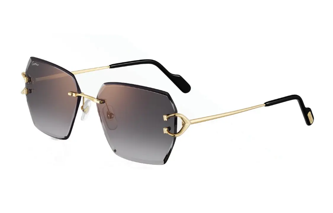 Cartier Металлические солнцезащитные очки асимметричной формы унисекс золотые, Gold 
Cartier Металлические солнцезащитные очки асимметричной формы унисекс золотые, Gold