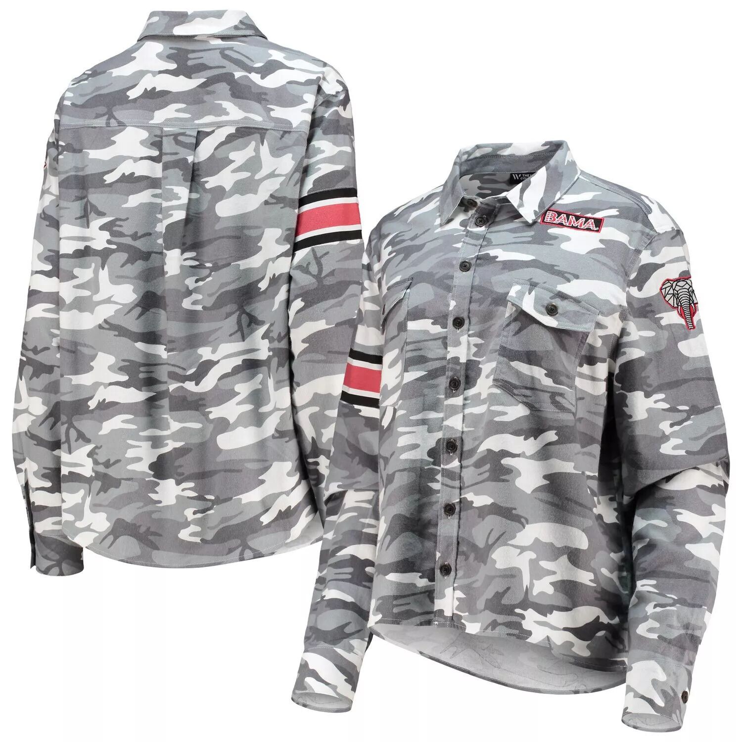 Женская серая фланелевая рубашка на пуговицах с длинным рукавом и камуфляжным принтом The Wild Collective Alabama Crimson Tide
Женская серая фланелевая рубашка на пуговицах с длинным рукавом и камуфляжным принтом The Wild Collective Alabama Crimson Tide