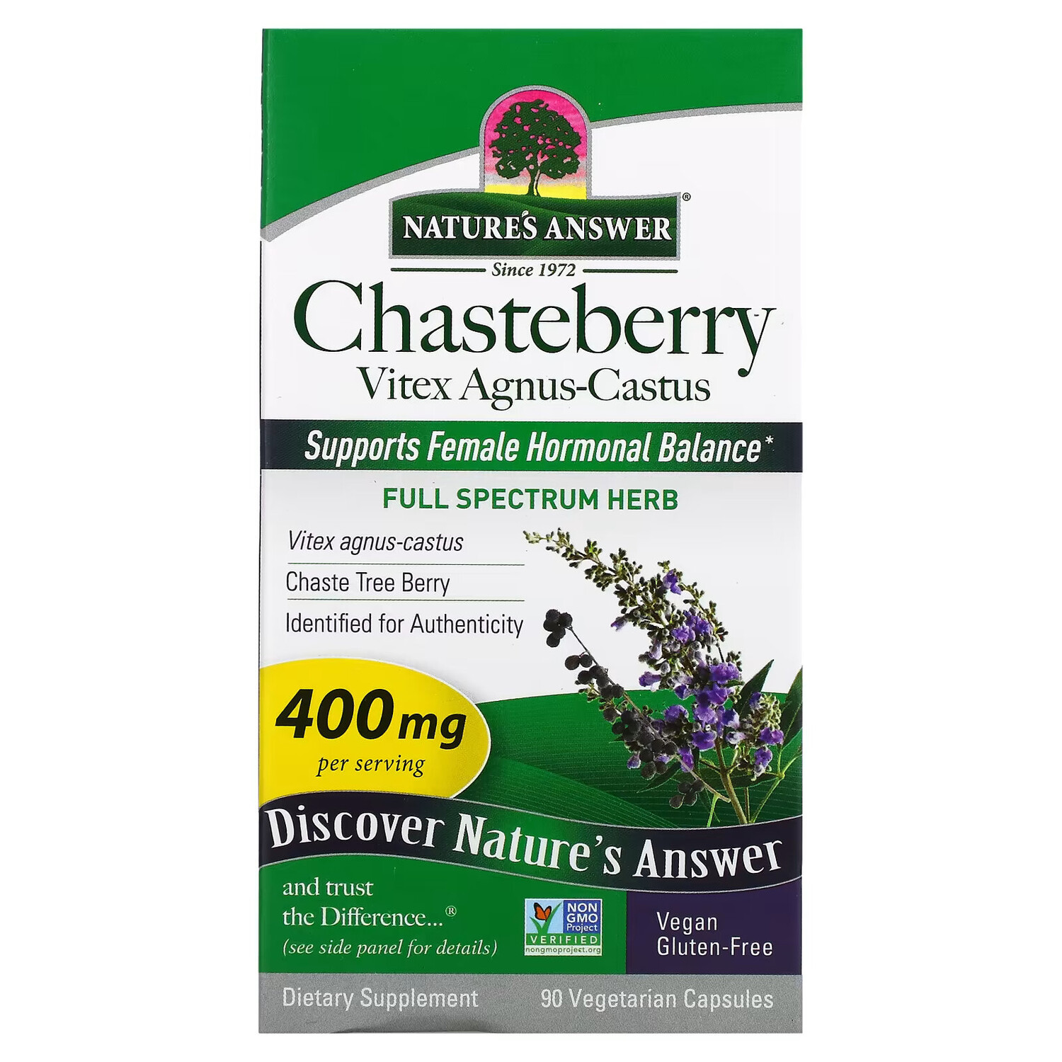 Nature's Answer, Chasteberry, Vitex Agnus-Castus, 400 мг, 90 вегетарианских капсул
Nature's Answer, Chasteberry, Vitex Agnus-Castus, 400 мг, 90 вегетарианских капсул