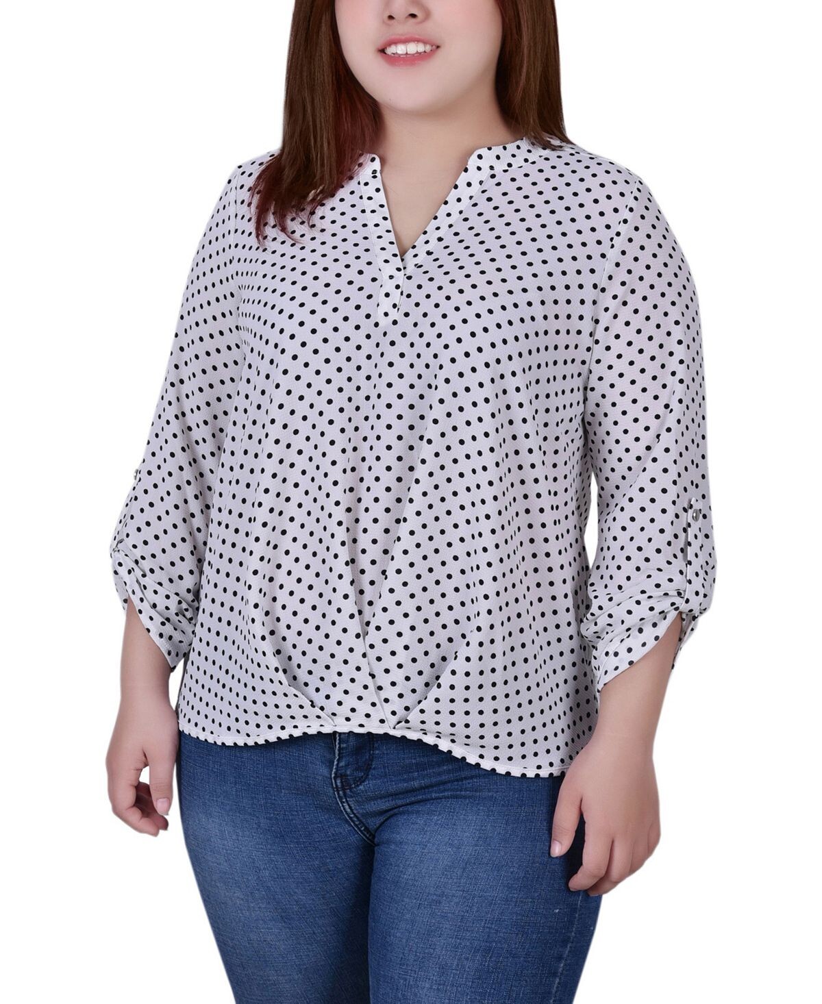 Плюс размер блузка с воротником-стойкой и рукавами 3/4 со складками спереди NY Collection, мульти
Плюс размер блузка с воротником-стойкой и рукавами 3/4 со складками спереди NY Collection, мульти