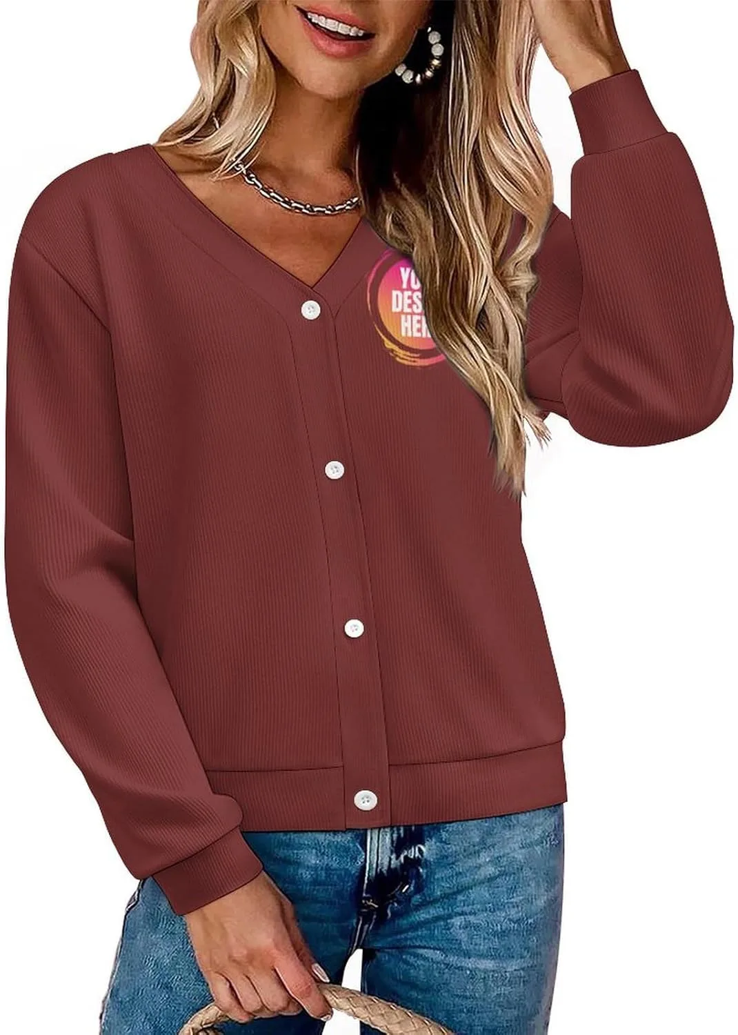 Свитер с индивидуальным дизайном для мужчин и женщин, открытый спереди
Свитер с индивидуальным дизайном для мужчин и женщин, открытый спереди