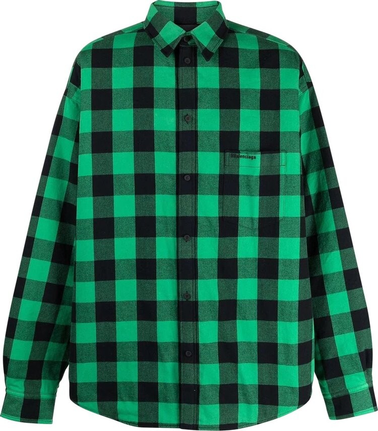 Рубашка Balenciaga Padded Shirt 'Green/Black', зеленый 
Рубашка Balenciaga Padded Shirt 'Green/Black', зеленый