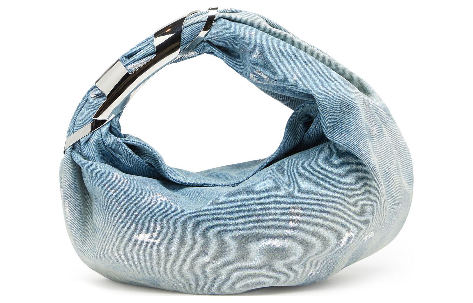 DIESEL Хлопковая сумка-хобо, маленькая женская сумка светло-голубого цвета
DIESEL Хлопковая сумка-хобо, маленькая женская сумка светло-голубого цвета