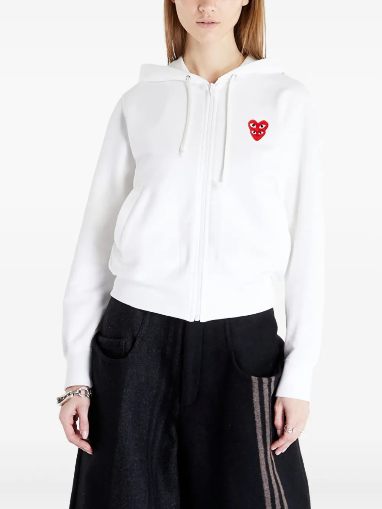 Comme Des Garçons Play худи Double Heart, белый 
Comme Des Garçons Play худи Double Heart, белый