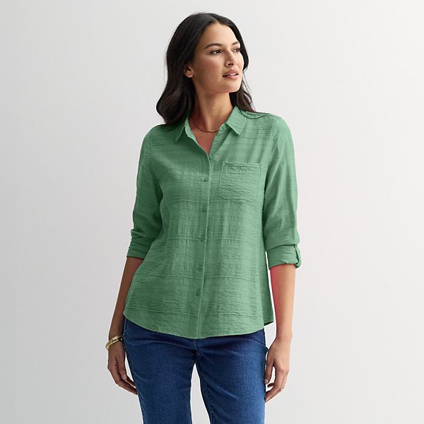 Блузка с длинным рукавом и воротником Petite Croft & Barrow, Green Thumb
Блузка с длинным рукавом и воротником Petite Croft & Barrow, Green Thumb