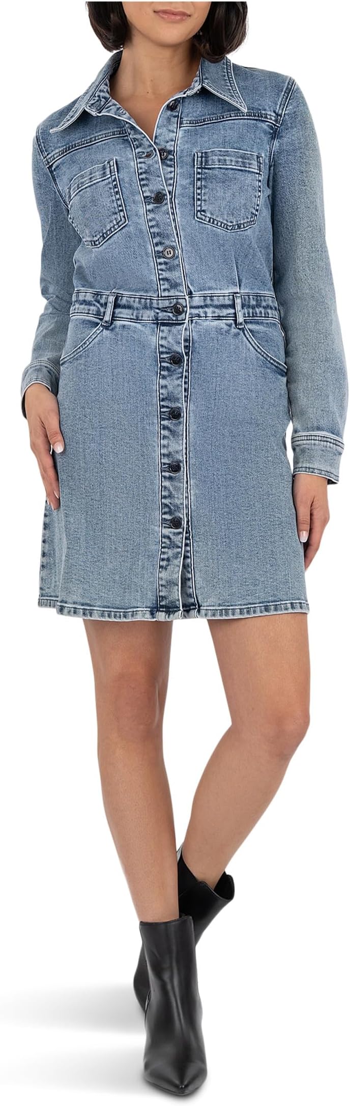 Платье KUT from the Kloth Arlington - Button Front Dress w/ A-Line Skirt & Waistband, цвет Medium Wash
Платье KUT from the Kloth Arlington - Button Front Dress w/ A-Line Skirt & Waistband, цвет Medium Wash