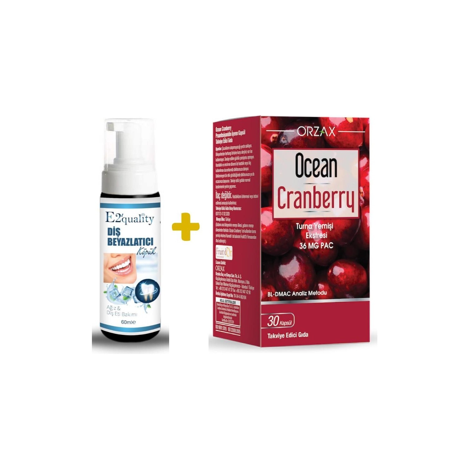 Отбеливающая пена для зубов Orzax E2' Quality + Добавка Orzax Ocean Cranberry Cranberry Extract, 30 таблеток
Отбеливающая пена для зубов Orzax E2' Quality + Добавка Orzax Ocean Cranberry Cranberry Extract, 30 таблеток