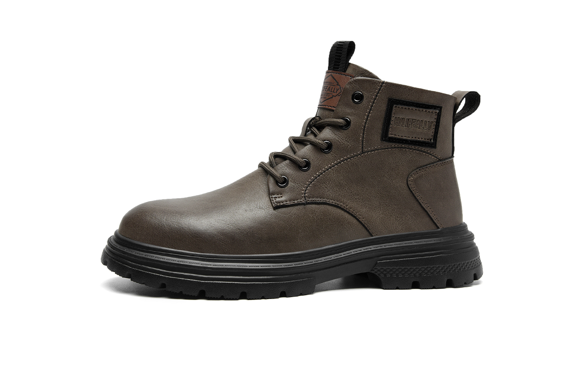 Повседневные мужские высокие кроссовки черно-коричневые HLA 
Повседневные мужские высокие кроссовки черно-коричневые HLA