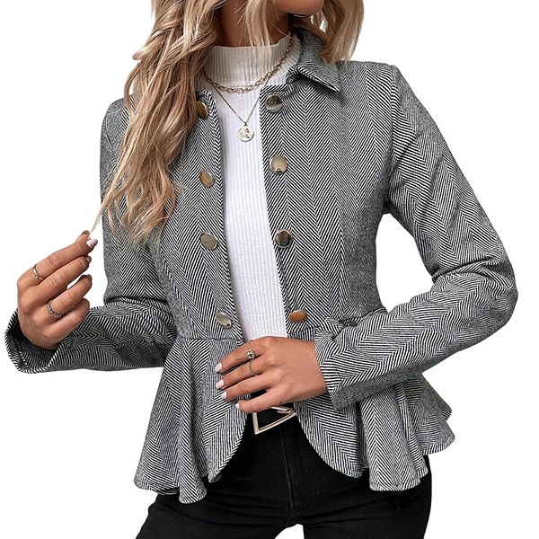 Женский элегантный двубортный блейзер с вырезным воротником, жаккардовыми рюшами и приталенным кроем для офиса Joyjoy, Grey
Женский элегантный двубортный блейзер с вырезным воротником, жаккардовыми рюшами и приталенным кроем для офиса Joyjoy, Grey