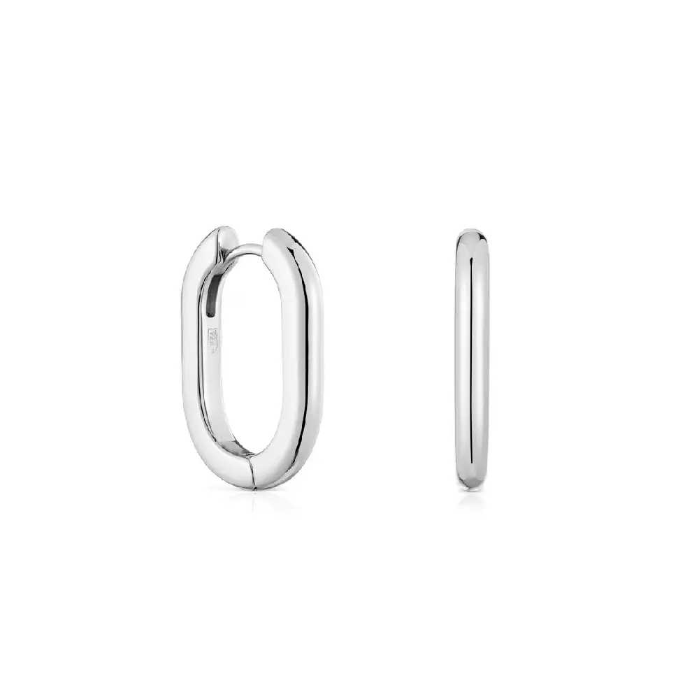 Серьги Tous Long 22 mm Hoop Tous Basics, серебро 
Серьги Tous Long 22 mm Hoop Tous Basics, серебро