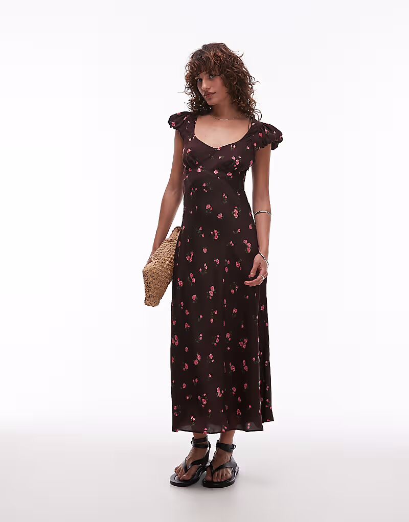 Платье-миди с круглым вырезом и цветочным принтом Mango коричневого цвета
Платье-миди с круглым вырезом и цветочным принтом Mango коричневого цвета