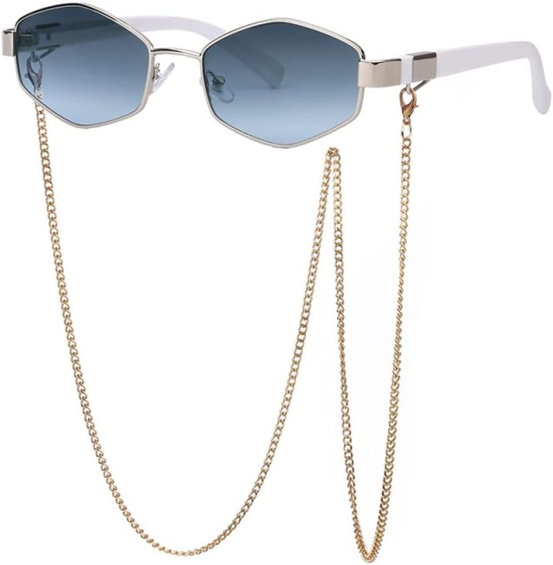 Модные ретро-солнцезащитные очки в форме шестиугольника с цепочкой для женщин. Уникальные многоугольные солнцезащитные очки для женщин в маленькой оправе generic, Gray Blue
Модные ретро-солнцезащитные очки в форме шестиугольника с цепочкой для женщин. Уникальные многоугольные солнцезащитные очки для женщин в маленькой оправе generic, Gray Blue